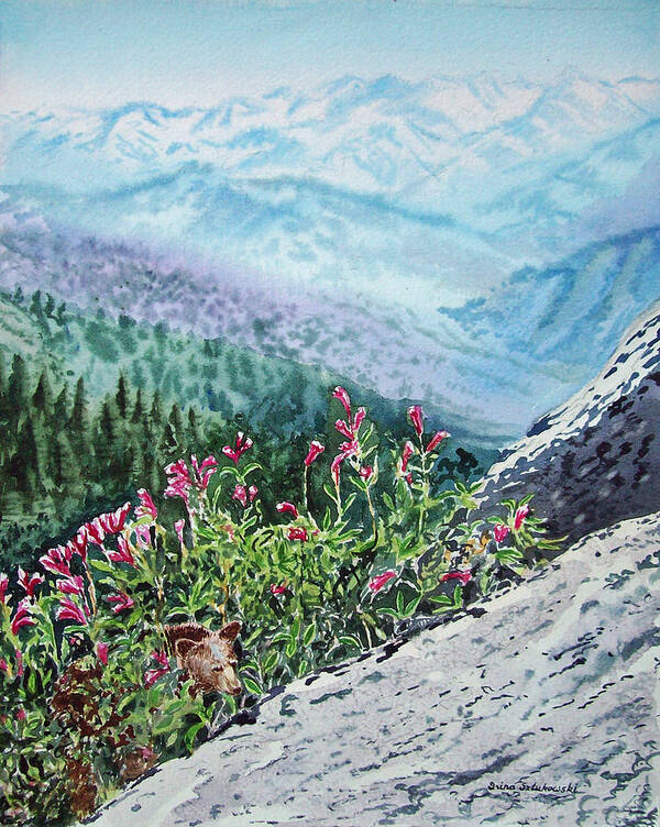 Sequoia Art Print featuring the painting Sequoia National Park by Irina Sztukowski