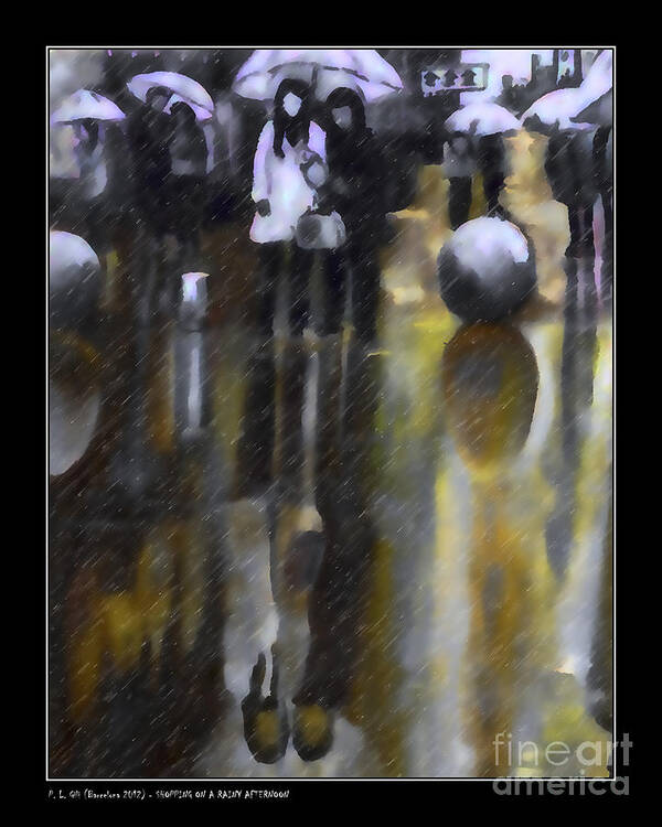 Urban Art Print featuring the digital art Shopping On A Rainy Afternoon by Pedro L Gili