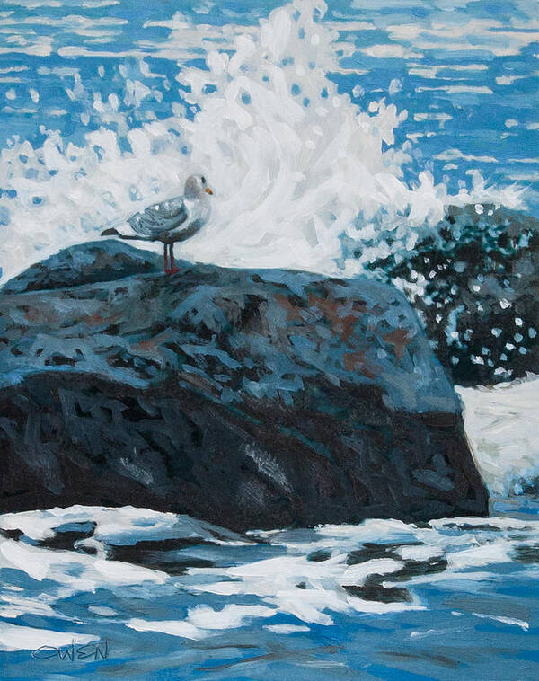 Marine Paintings Art Print featuring the painting Shower in the Surf by Rob Owen