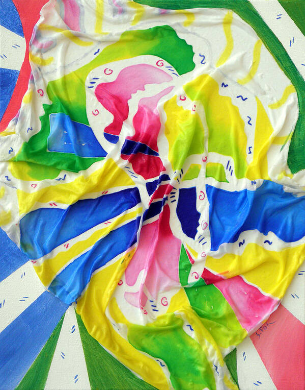 Silk Painting Art Print featuring the painting Silk Color Whirl by Sandra Fox