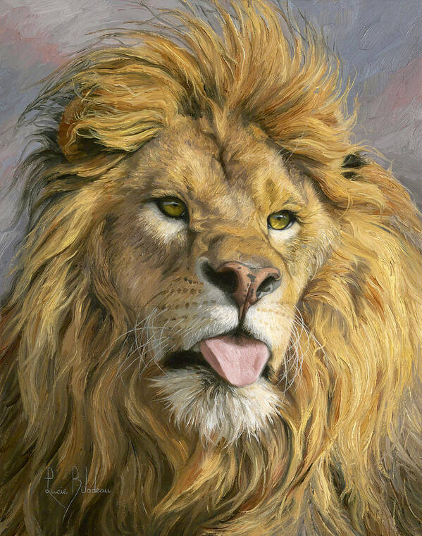 Lion Art Print featuring the painting Silly Face by Lucie Bilodeau