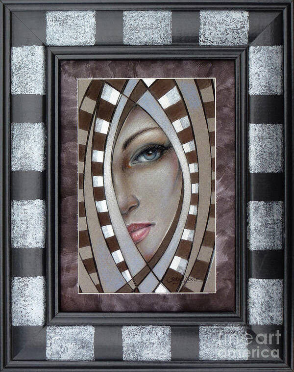 Woman Art Print featuring the painting Silver Memories 220414 FRAMED by Selena Boron