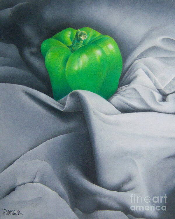 Colored Pencil Art Print featuring the drawing Simply Green by Pamela Clements