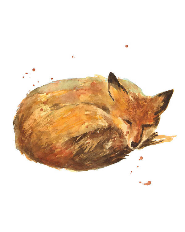Fox Art Print featuring the painting Sleepyhead by Alison Fennell
