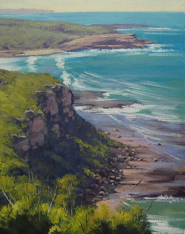 Seascape Art Print featuring the painting Snapper Point nsw by Graham Gercken