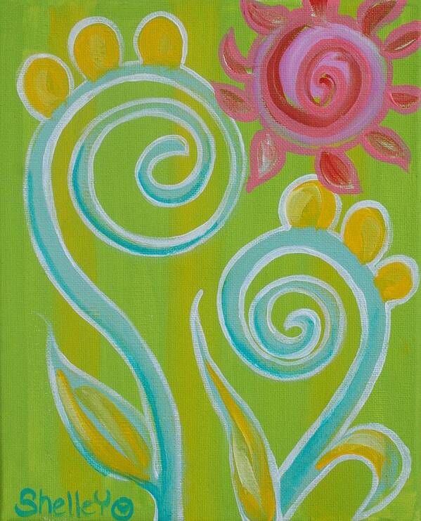  Vine Art Print featuring the painting Spirals by Shelley Overton
