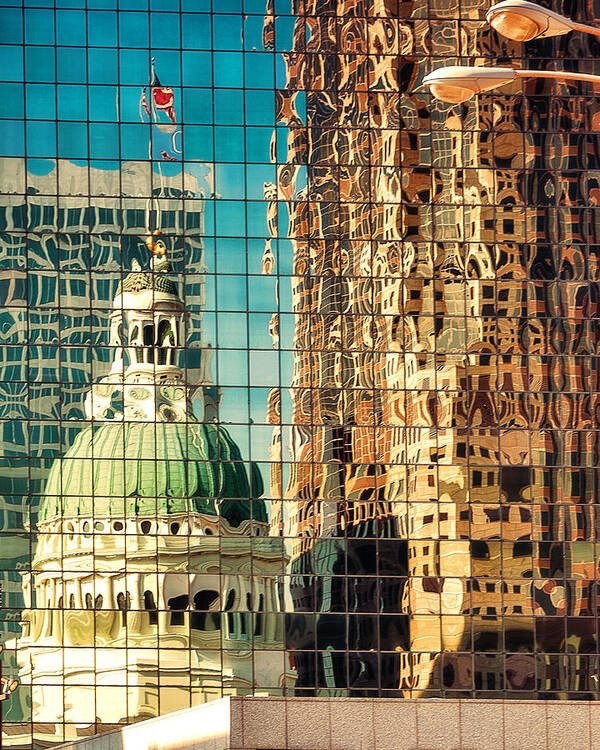 Abstract Art Print featuring the photograph St. Louis Old Courthouse Reflected by Jon Woodhams