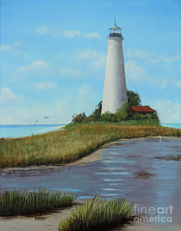 St. Mark's Lighthouse Art Print featuring the painting St. Mark's Lighthouse Painting by Jimmie Bartlett