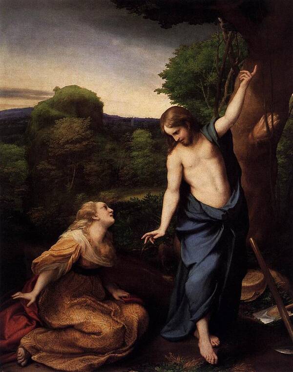 Correggio Art Print featuring the painting St Mary Magdalene and Christ by Pam Neilands