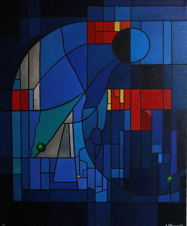 Abstracat Art Print featuring the painting Stained-glass Window by Alberto DAssumpcao