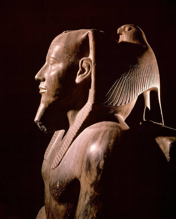 Ancient Art Print featuring the photograph Statue Of Pharaoh Khafra by Brian Brake