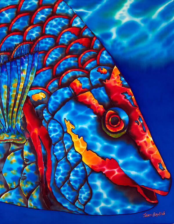 Parrot Fish Art Print featuring the painting Stoplight Parrotfish by Daniel Jean-Baptiste
