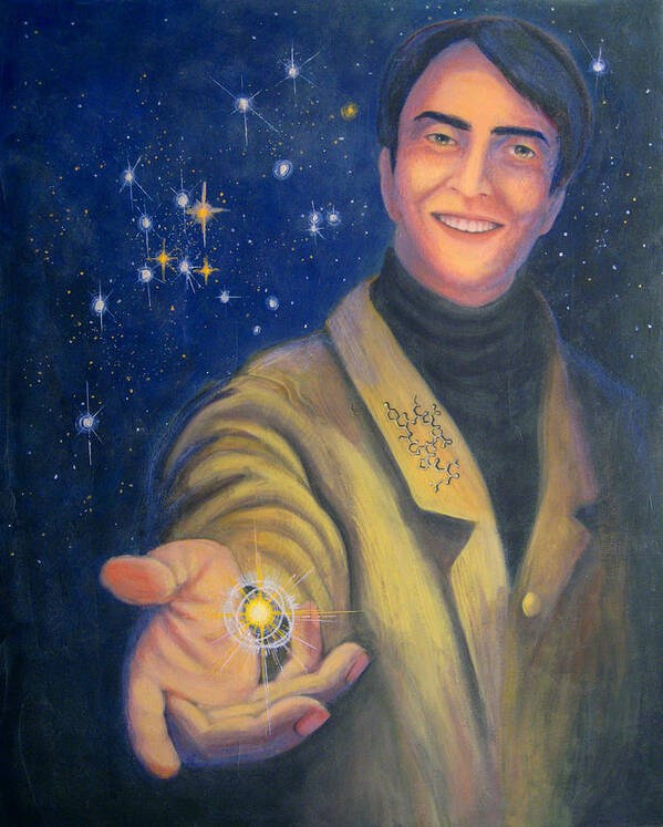Carlsagan Art Print featuring the painting Storyteller of Stars - Artwork for the Science Tarot by Janelle Schneider