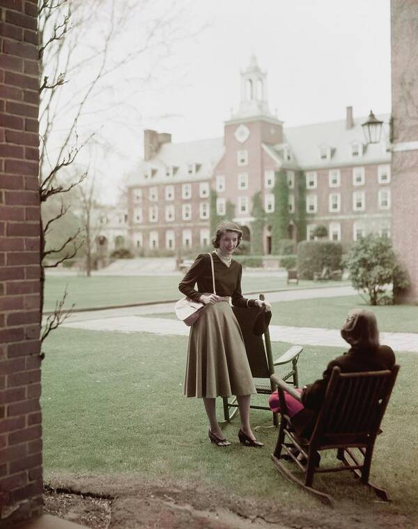Two People Art Print featuring the photograph Student Gloria Rivers Of Smith College On Campus by Frances McLaughlin-Gill