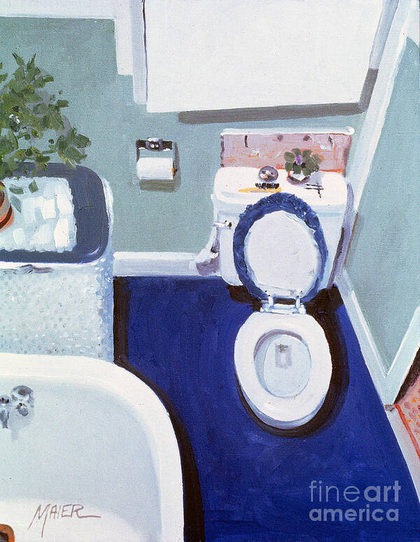 Bathroom Art Print featuring the painting Study in White Porcelain by Donald Maier
