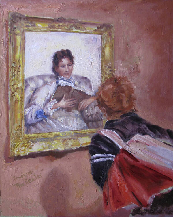 V.n.ross Art Print featuring the painting Studying the Reader by Vicki Ross