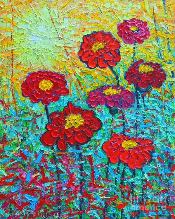 Flowers Art Print featuring the painting Summer Colorful Flowers - Sunrise Garden by Ana Maria Edulescu