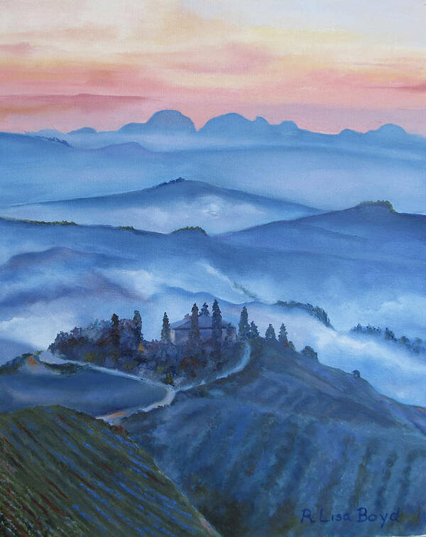 Italy Art Print featuring the painting Sunsets in Tuscany Italy by Lisa Boyd