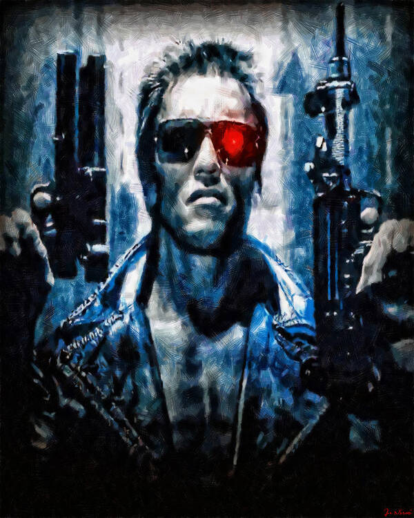 Www.themidnightstreets.net Art Print featuring the painting T800 Terminator by Joe Misrasi