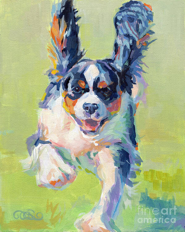 Cavalier King Charles Spaniel Art Print featuring the painting Taking Flight by Kimberly Santini