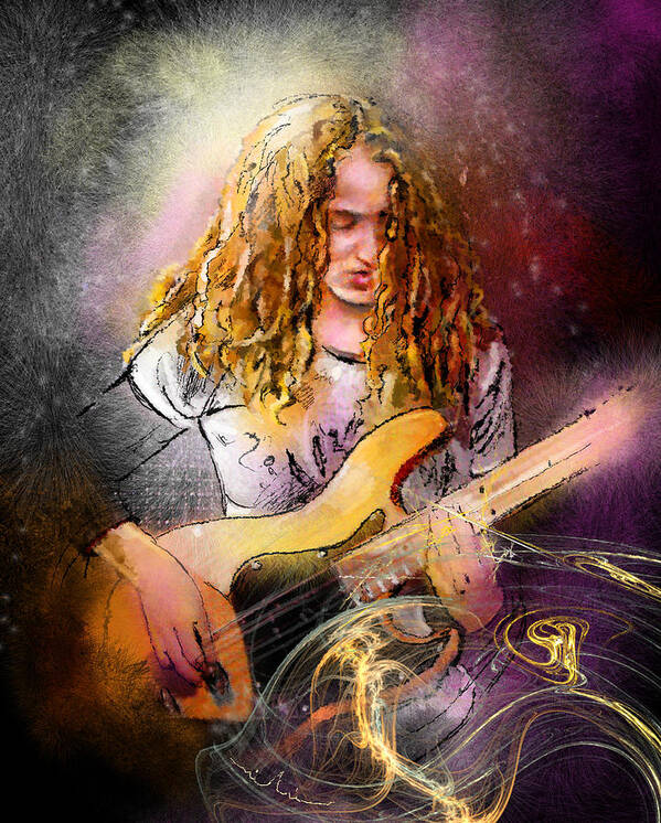 Music Art Print featuring the painting Tal Wilkenfeld by Miki De Goodaboom