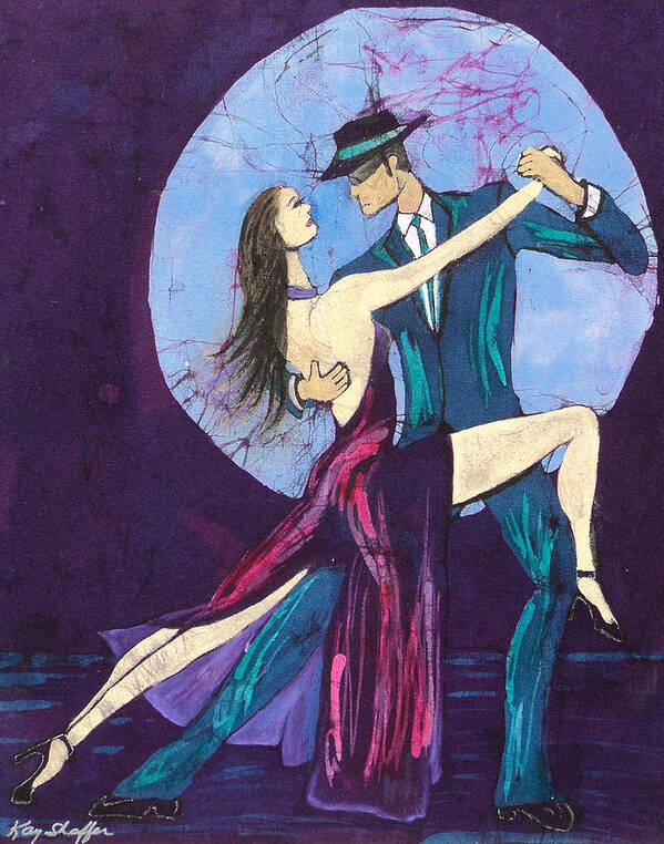 Tango Dancers Art Print featuring the tapestry - textile Tango Dancers by Kay Shaffer