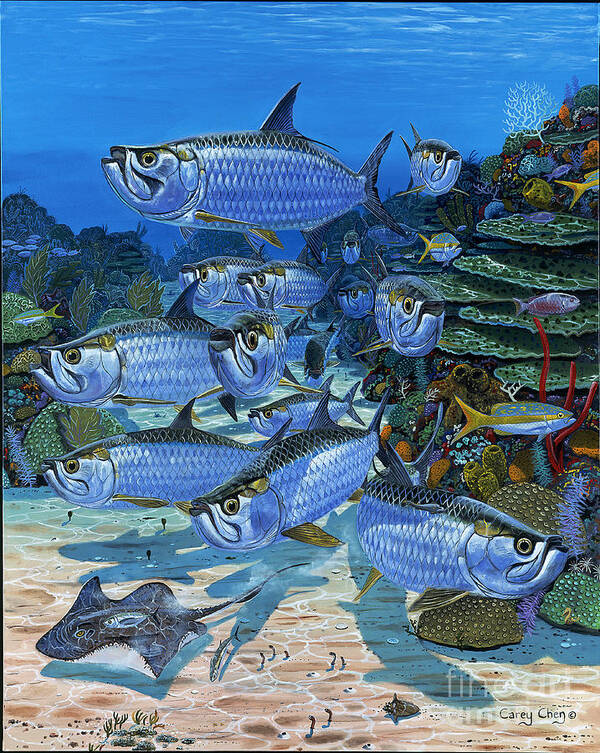 Tarpon Art Print featuring the painting Tarpon Alley In0019 by Carey Chen