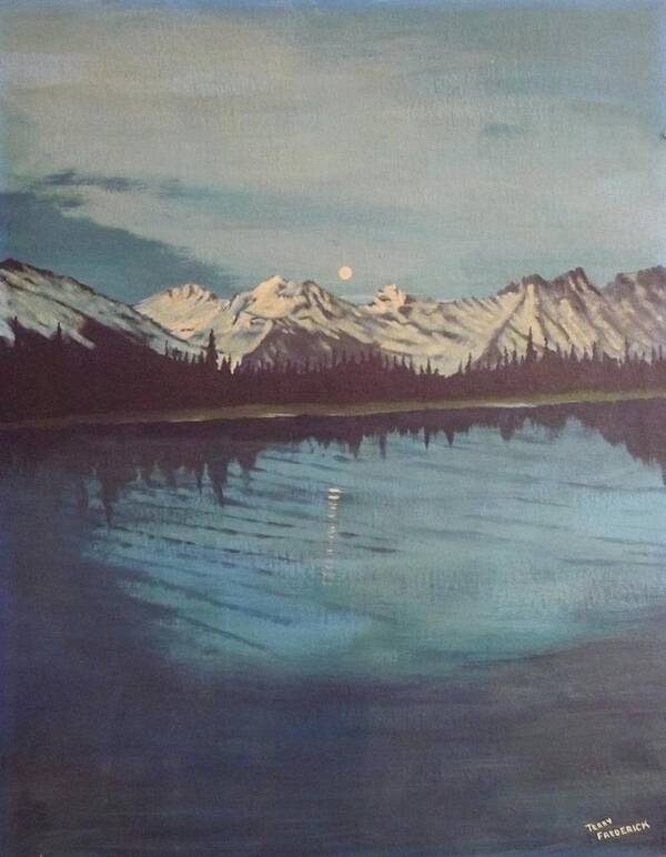 Landscape Art Print featuring the painting Telequana Lk AK by Terry Frederick