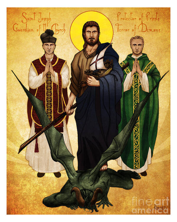 Catholic Art Print featuring the digital art Terror of Demons by Lawrence or AnNita Klimecki