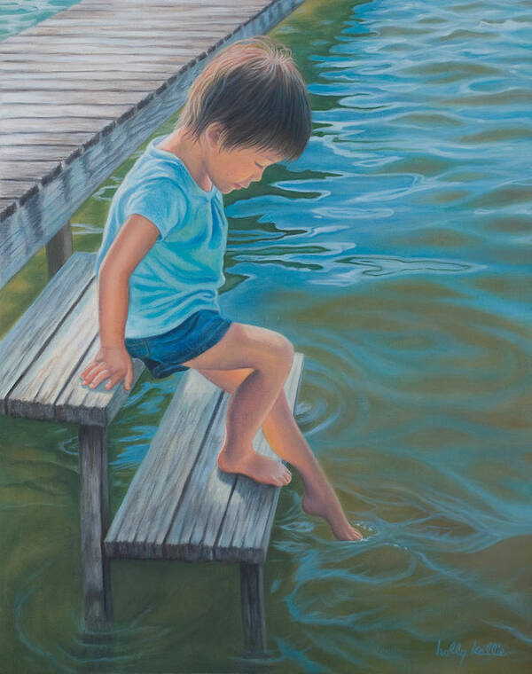 Figurative Art Print featuring the painting Testing the Waters by Holly Kallie