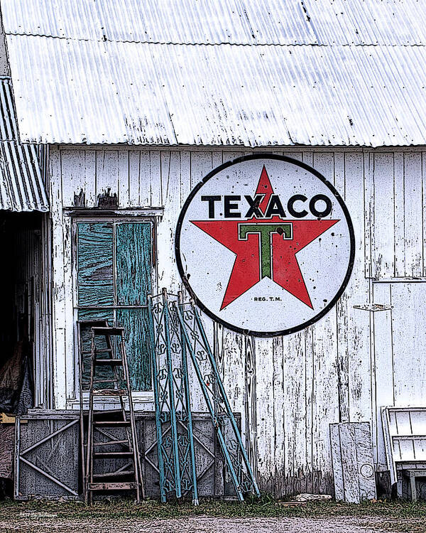 Texaco Canvas Print Art Print featuring the photograph Texaco Times Past by Lucy VanSwearingen