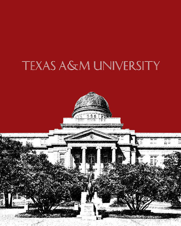 University Art Print featuring the digital art Texas A and M University - Dark Red by DB Artist