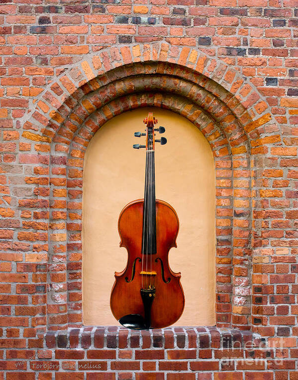 The Blind Windows Violin Art Print featuring the photograph The Blind Windows Violin by Torbjorn Swenelius