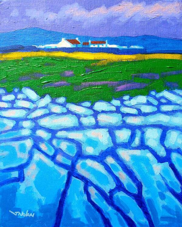 Irish Landscape Art Print featuring the painting The Burren County Clare Ireland by John Nolan