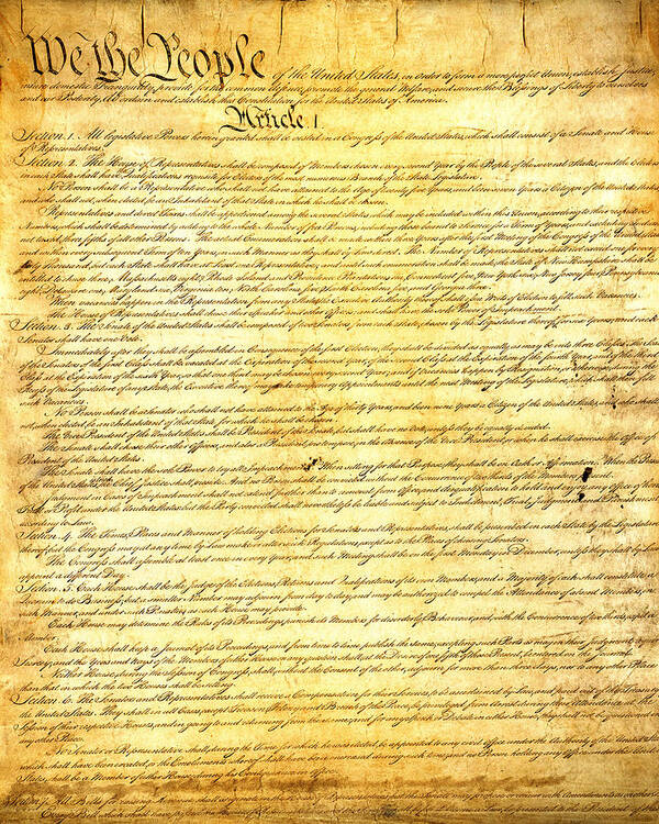 Constitution Art Print featuring the mixed media The Constitution of the United States of America by Design Turnpike