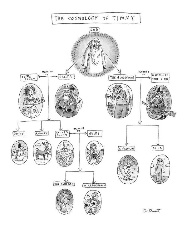 The Cosmology Of Timmy Art Print featuring the drawing The Cosmology Of Timmy by Roz Chast