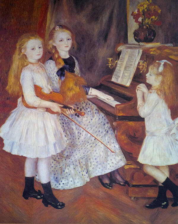 The Daughters Of Catulle Mendes Art Print featuring the digital art The Daughters of Catulle Mendes by Pierre Auguste Renoir