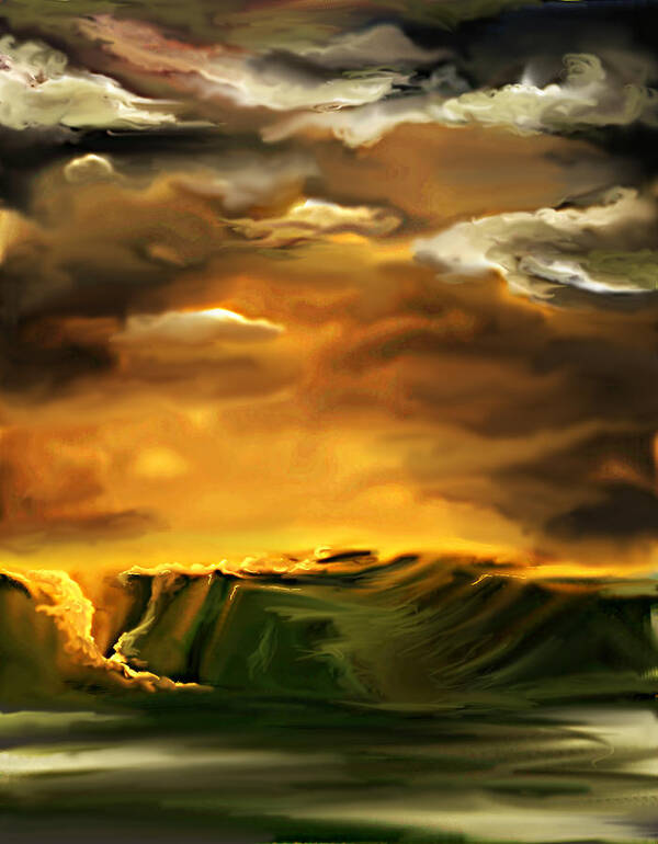 Skyscape Art Print featuring the painting The Desertland by Sophia Gaki Artworks