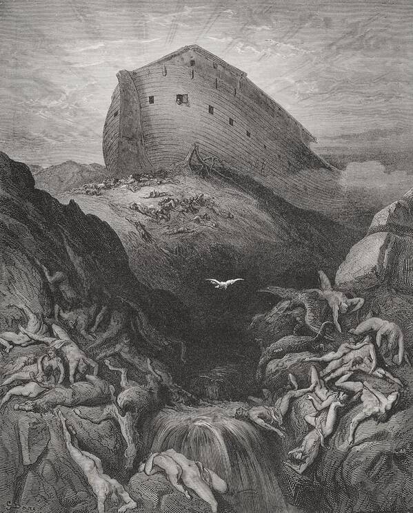 Noah's Art Print featuring the painting The Dove Sent Forth From The Ark by Gustave Dore