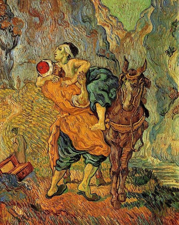 Vincent Art Print featuring the painting The Good Samaritan after Delacroix 1890 by Philip Ralley