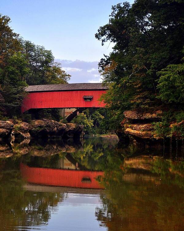 Covered Bridge Art Print featuring the photograph The Narrows Covered Bridge 5 by Marty Koch