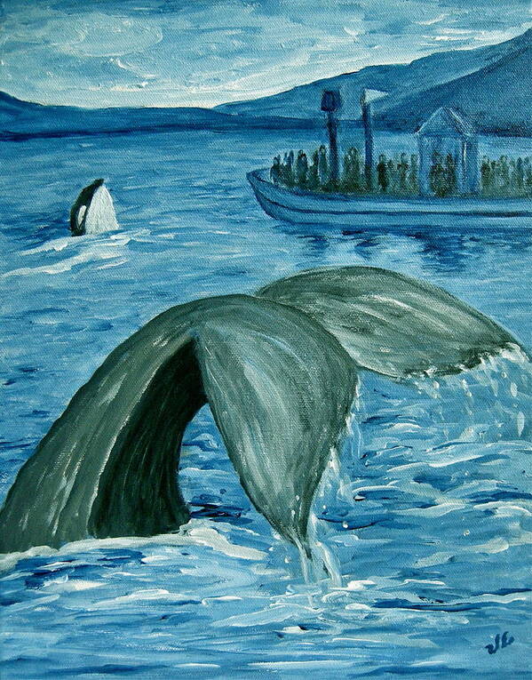 Whale Art Print featuring the painting The Whale Watchers by Victoria Lakes