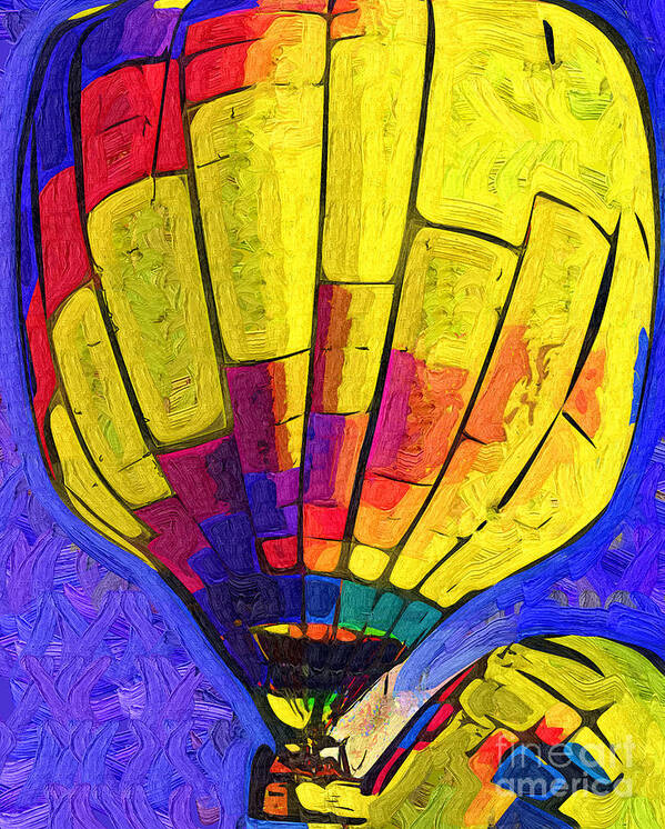 Hot-air Art Print featuring the digital art The Yellow Balloon by Kirt Tisdale