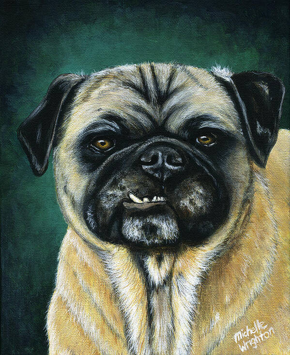 Pug Dog Art Print featuring the painting This is my happy face - Pug Dog painting by Michelle Wrighton