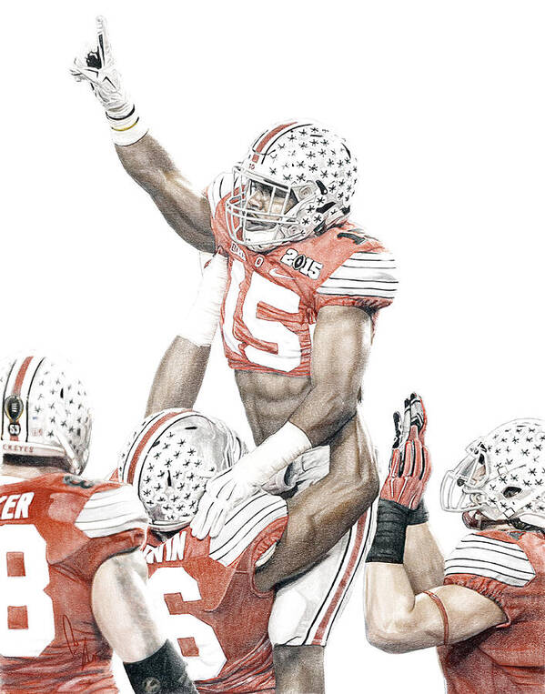 Ohio State Art Print featuring the mixed media Touchdown by Bobby Shaw