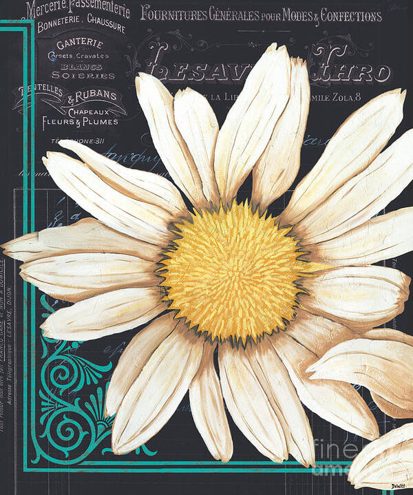 Daisy Art Print featuring the painting Tranquil Daisy 2 by Debbie DeWitt