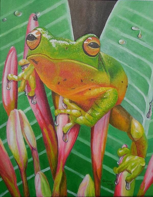 Frog Art Print featuring the painting Tropical Frog by Golanv Waya