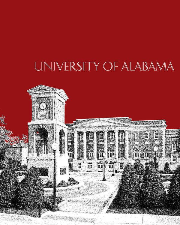 University Art Print featuring the digital art University of Alabama #2 - Dark Red by DB Artist