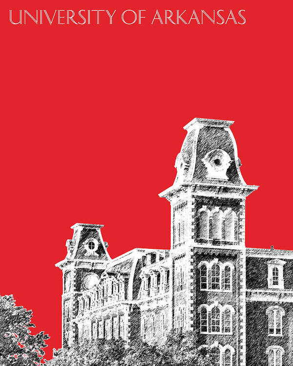 University Art Print featuring the digital art University of Arkansas - Red by DB Artist