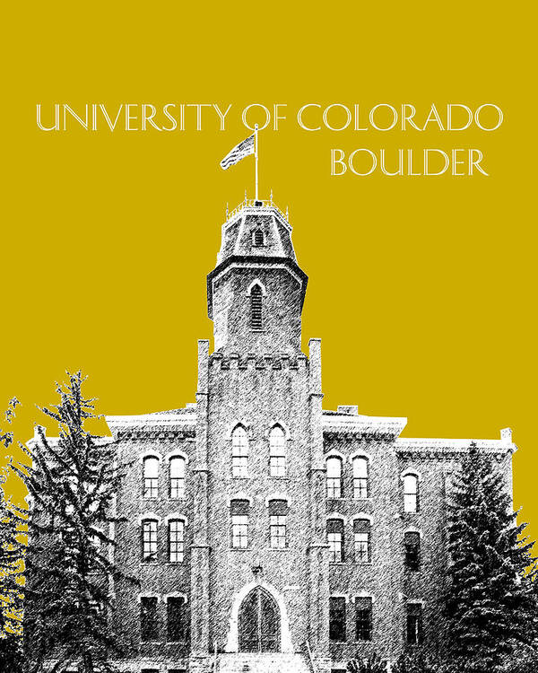 University Art Print featuring the digital art University of Colorado Boulder - Gold by DB Artist
